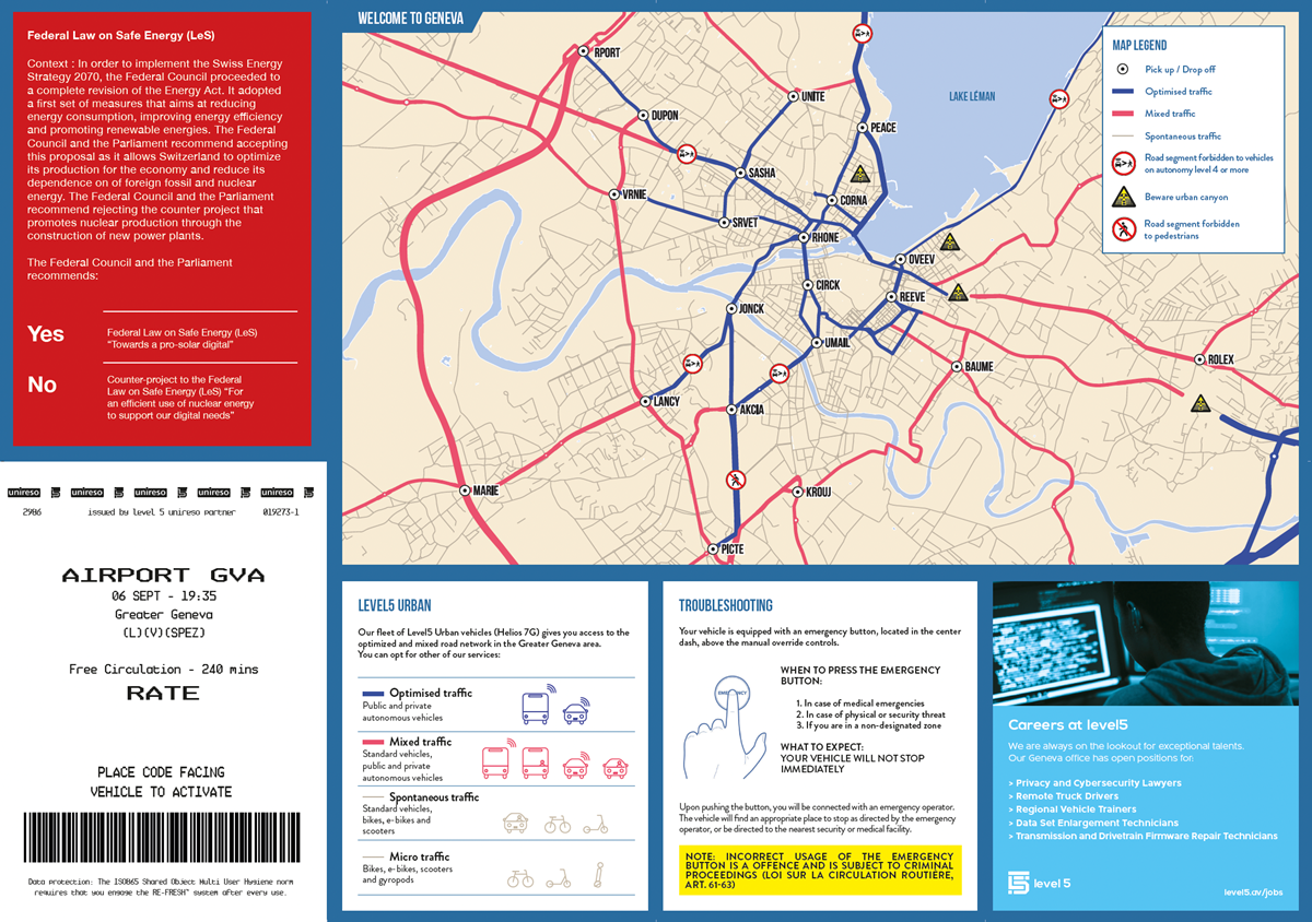 Tourist map with coloured lines for ‘Optimised Traffic’ with a key and ‘Troubleshooting’ information.